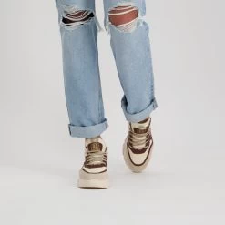 Steve Madden Pitty Sneaker BEIGE/DARK BROWN -Steve Madden SM11001024 03005 BDB 06