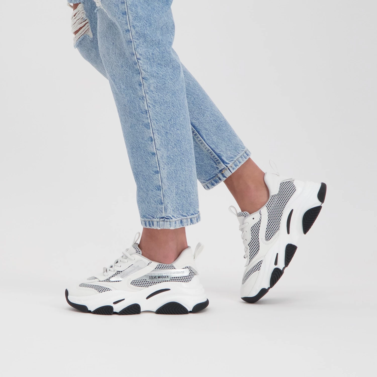 Steve Madden Possession Sneaker SILVER/WHITE 2 Steve Madden Possession Sneaker SILVER/WHITE – Image 2