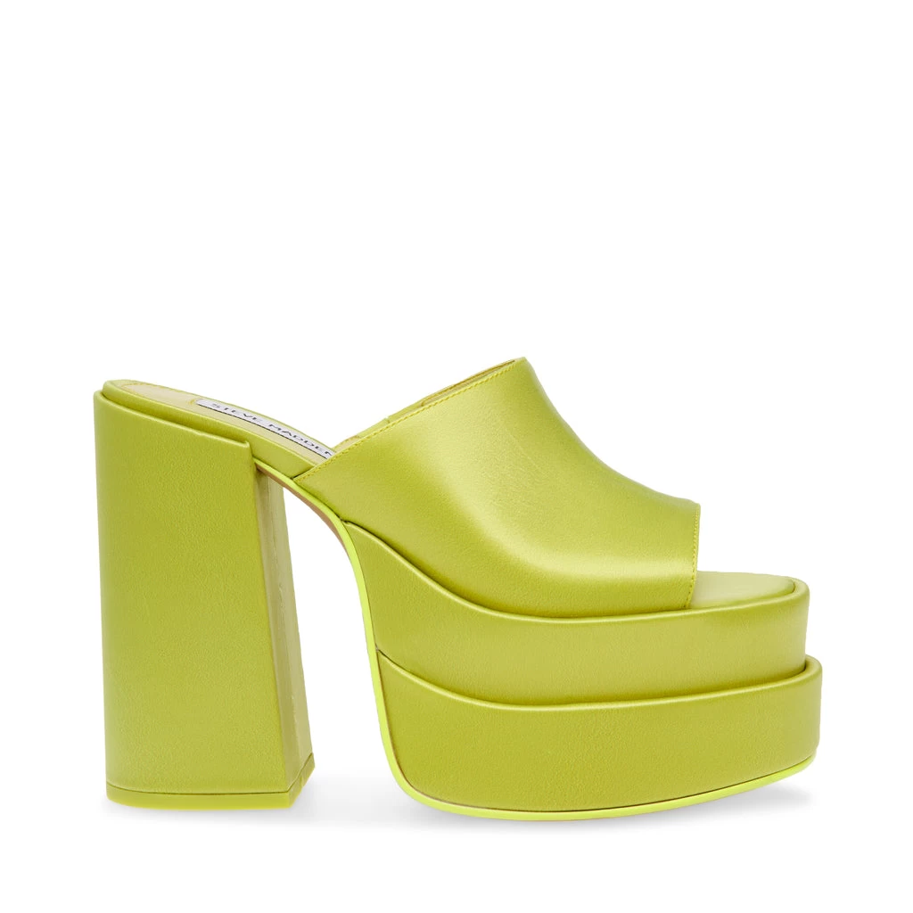 Steve Madden Cagey Sandal LIME SATIN 1 Steve Madden Cagey Sandal LIME SATIN