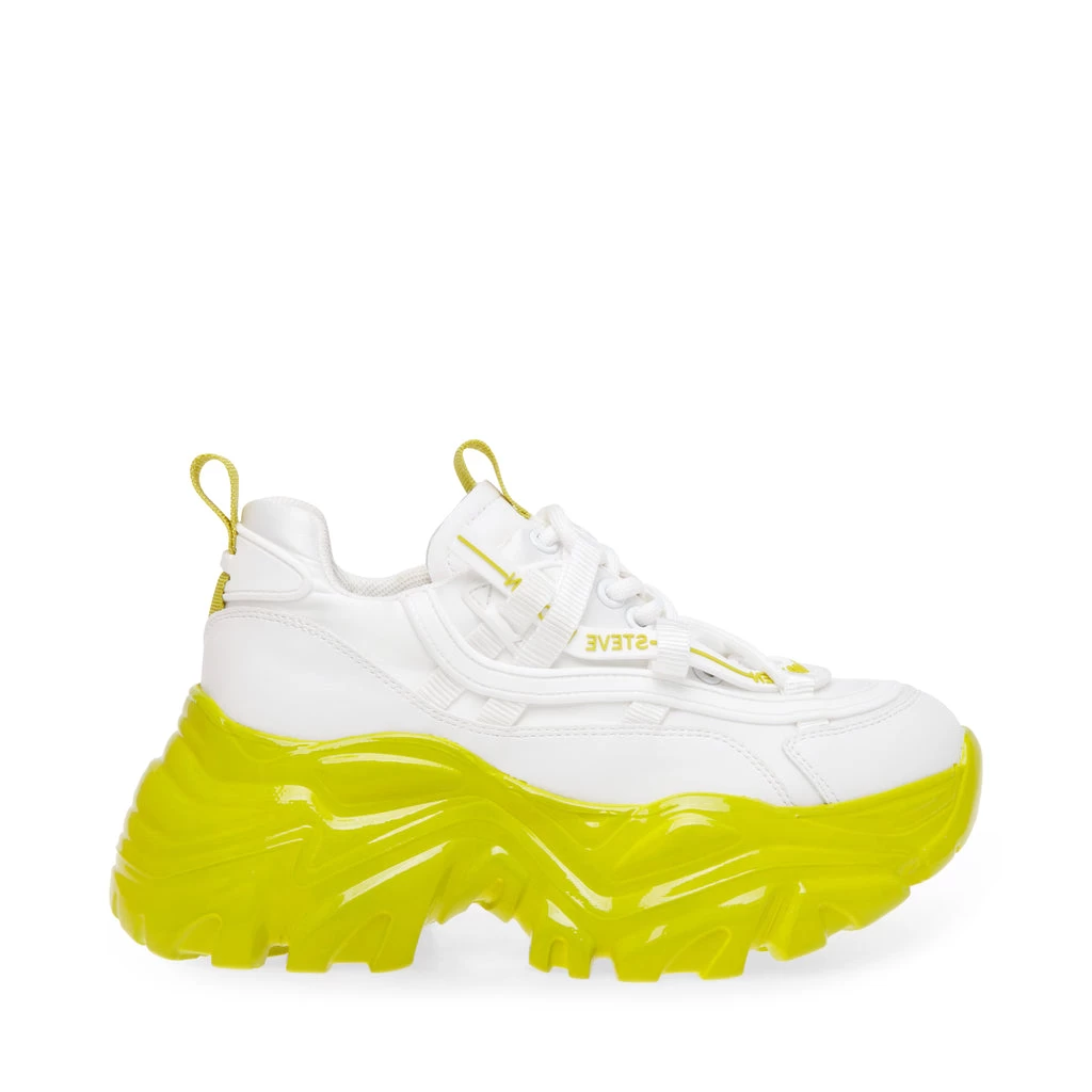 Steve Madden Recoupe Sneaker WHITE/LIME 1 Steve Madden Recoupe Sneaker WHITE/LIME