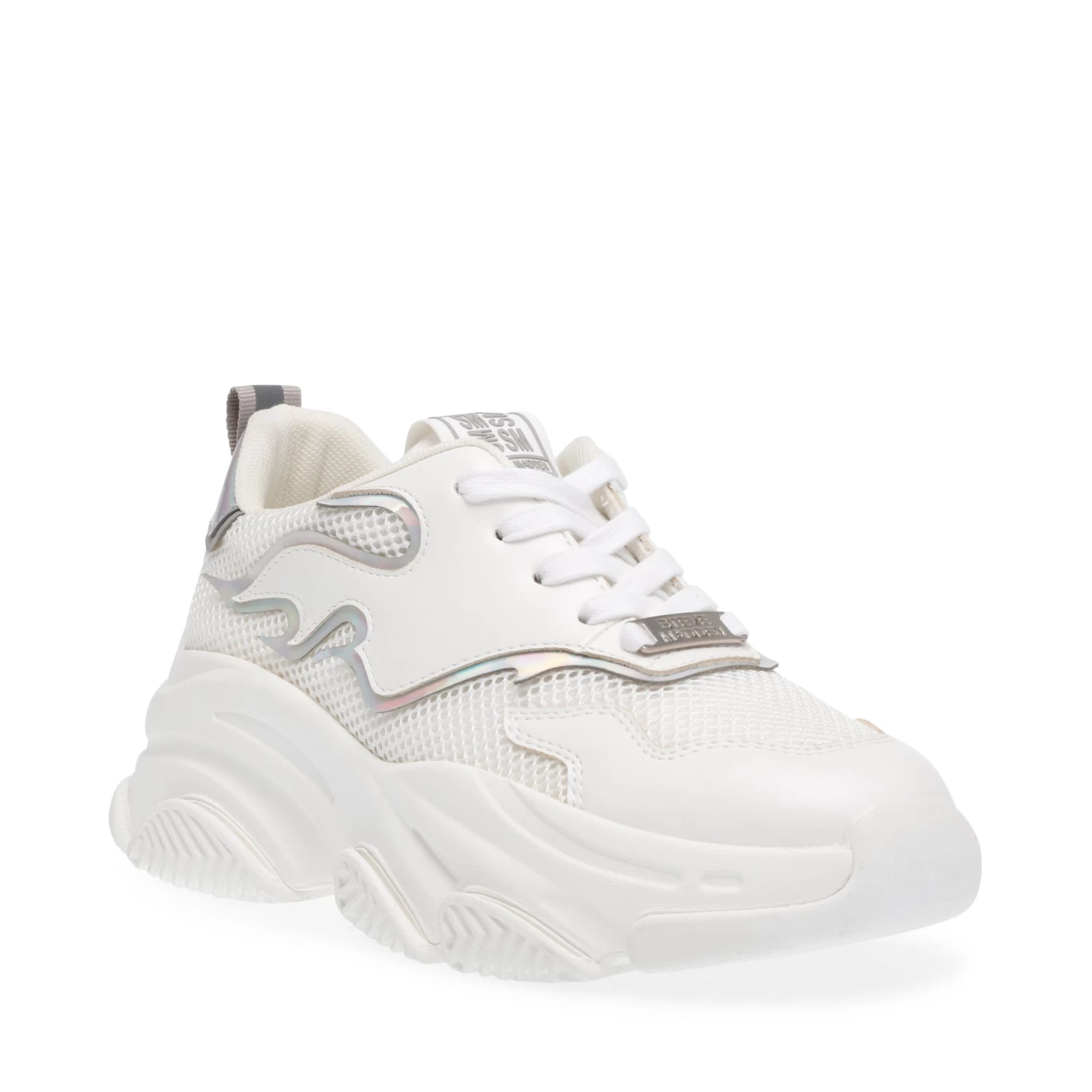 Steve Madden Primer Sneaker WHITE/SIL 2 Steve Madden Primer Sneaker WHITE/SIL – Image 2