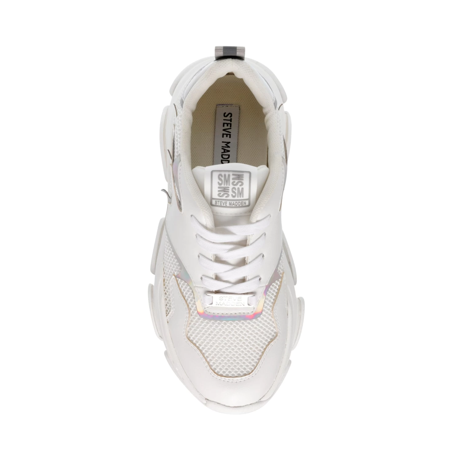 Steve Madden Primer Sneaker WHITE/SIL 6 Steve Madden Primer Sneaker WHITE/SIL – Image 6